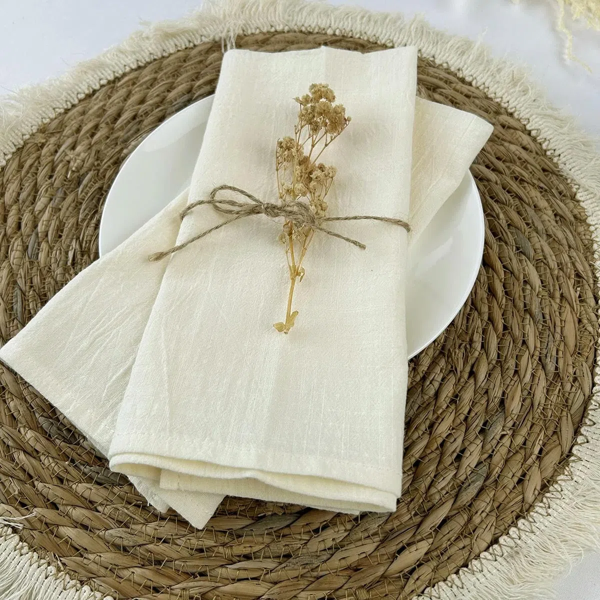 ANEIDA 6/12/24/48 Stück 40 * 40 cm 100% Leinen-Baumwoll-Servietten salbeigrüne Servietten aus Baumwoll-Leinen-Mischgewebe wiederverwendbar für Hochzeit Party Weihnachten Tischdekoration