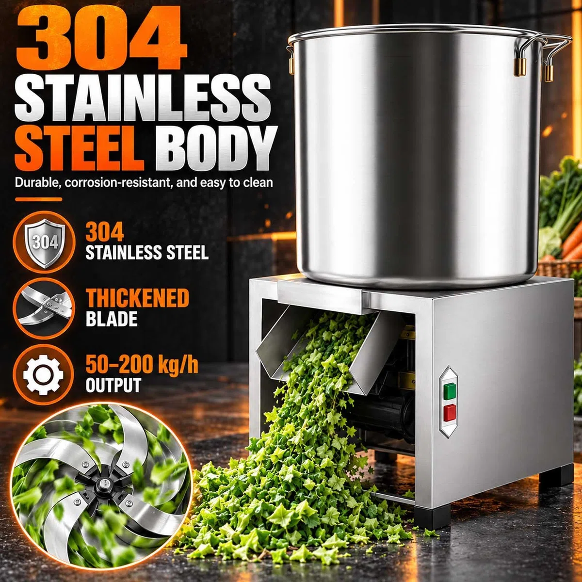 1800w Futterschneider, 50-200 Kg/H, Edelstahl, Für Tierfutter 1800W