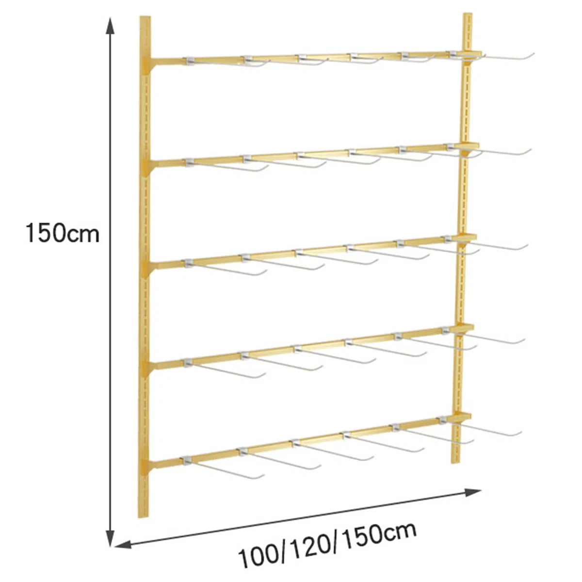 Lagerregal, Wandmontage Verkaufsregal, Gewerblich Bekleidungsgeschäft Dessous Präsentationsregal, Werkzeuge Spielzeug Hüte Halsketten Unterwäsche Shorts Sockenregal(Gold,150x150cm)