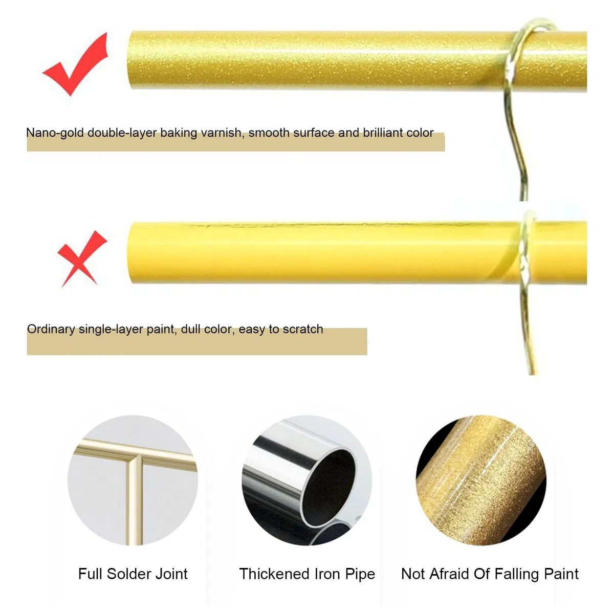 Robustes goldfarbenes Wandregal für Boutiquen, kreatives Bogen-Design, Kleiderstange für Einzelhandel und gewerbliche Nutzung, perfekt für Kleidungsvitrine (350 cm)