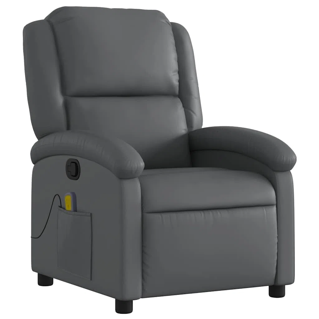 Massagesessel aus grauem Kunstleder mit Vibration
