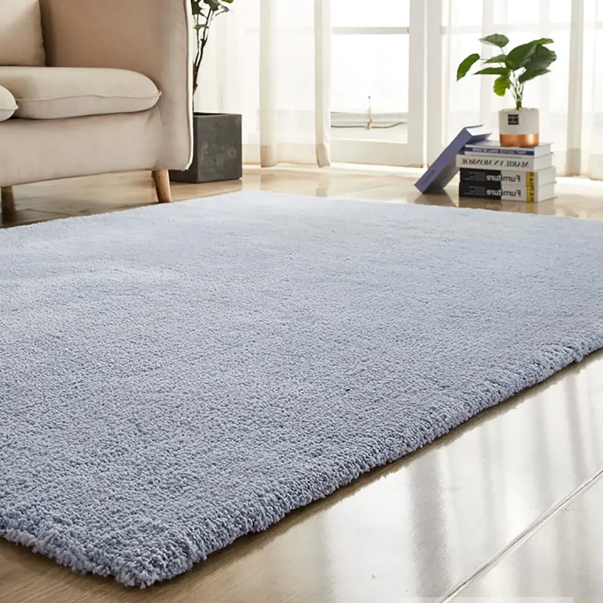 Zotteliger Teppich, ultraweich, rutschfest, rechteckig, für Schlafzimmer und Wohnzimmer, dicker Plüsch, Niederflor-Design, Heimdekoration, 160 x 230 cm