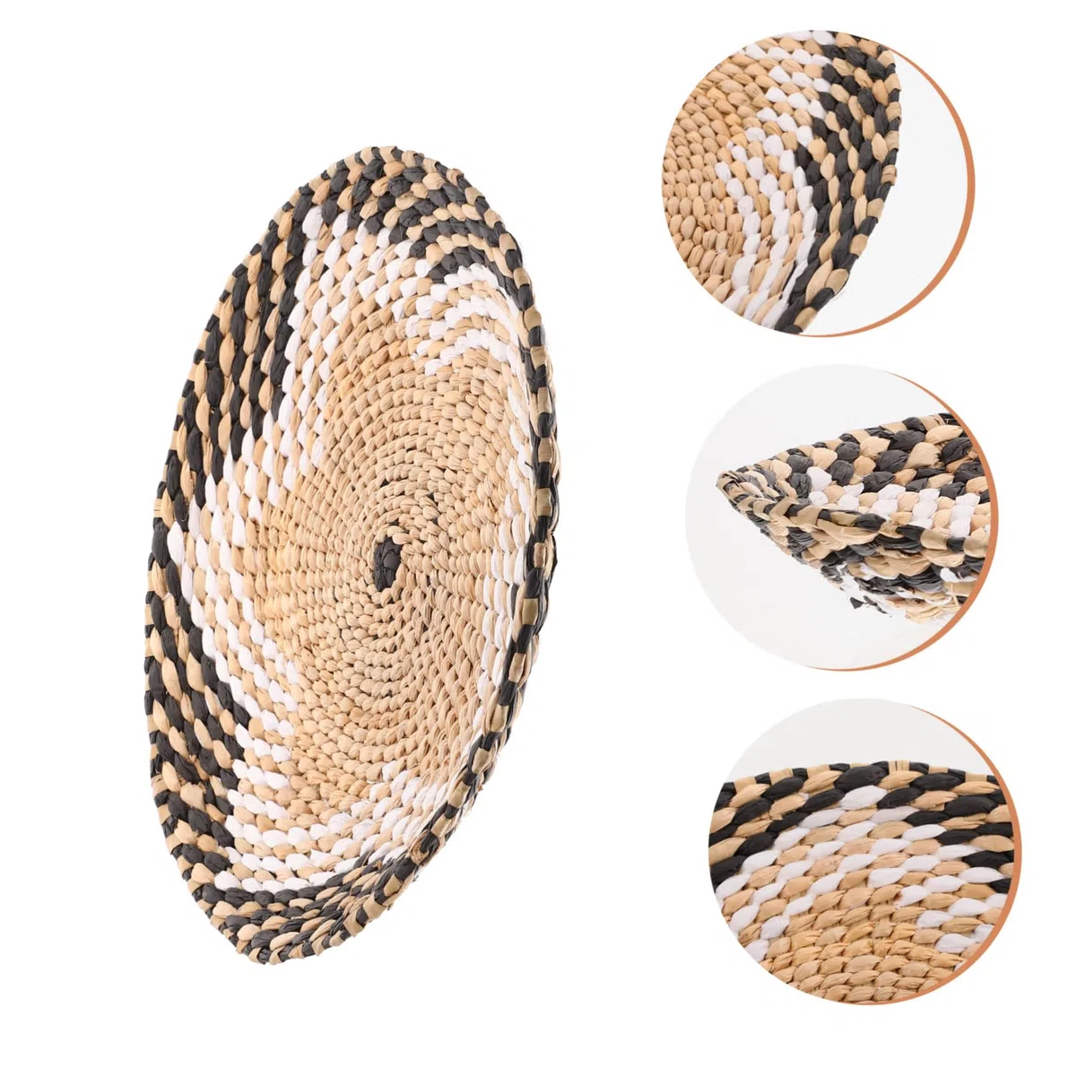 Wandbehänge ausRattan für den Innenbereich, 2 Stück Stroh-Wanddekoration, Weidendekor, afrikanische Wandkörbe, Flacher Korb, Wanddekoration, Weidenteller for die Wand, Stroh-Wandkorb