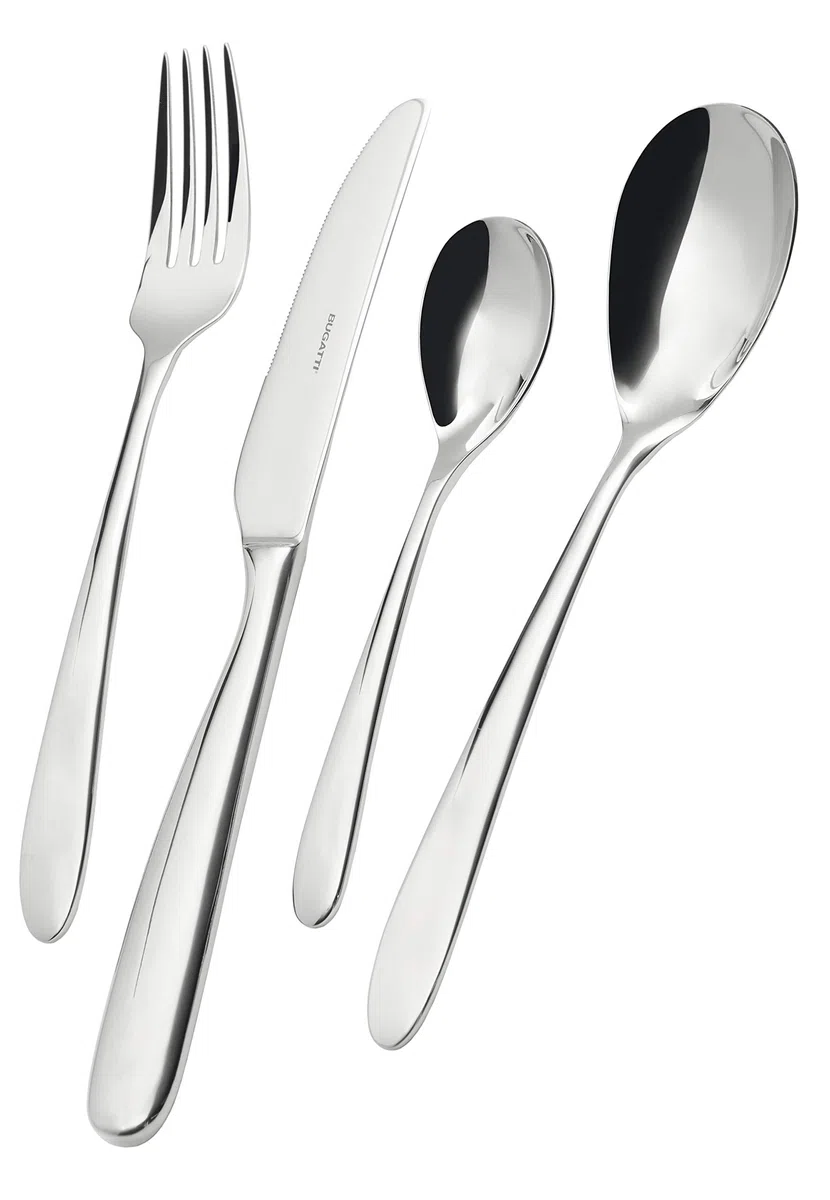 BUGATTI, Capriccio, 24-teiliges Besteckset aus 18/10 Edelstahl mit hoher Dicke, 6-Personen-Besteckset bestehend aus 6 Esslöffeln, 6 Tischgabeln, 6 Tischmessern und 6 Kaffeelöffeln