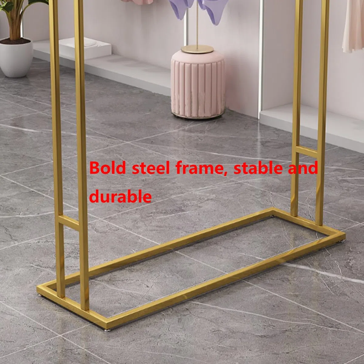 Robuster Doppelstab-Kleiderständer, moderner Kleiderständer für Schlafzimmer und Einzelhandel, stilvoller Kleider-Organizer-Display, 120 x 50 x 150 cm, elegantes Design für optimale Aufbewahrung