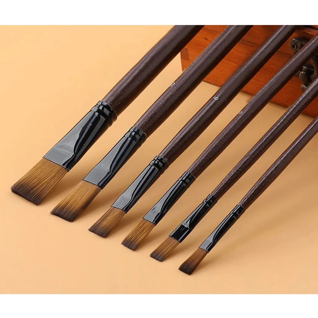 Set mit großen Pinseln für Ölfarben, 6 Malpinsel-Sets, Nylonpinsel, Malstift