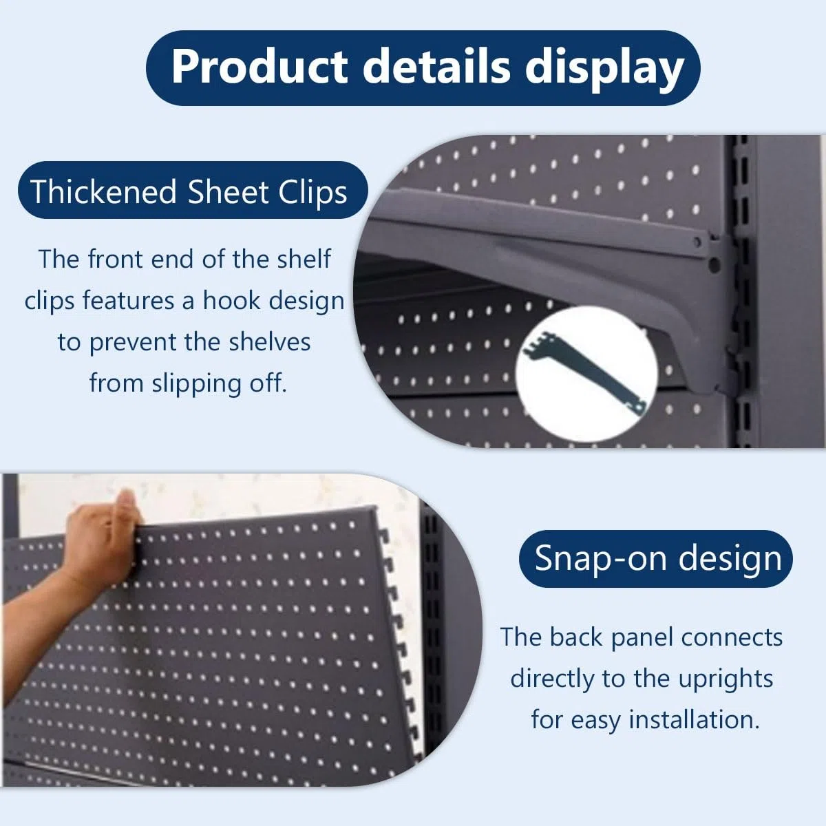 Generisch Verstellbares Gondelregal für Supermärkte, schwarzes Ladenorganizer-System mit Seitennetzen, großer Snackständer für effiziente Warenpräsentation (122 x 135 cm)