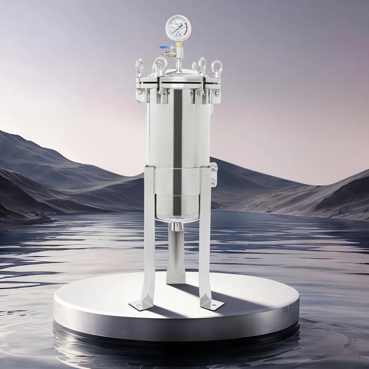 304 Edelstahl-Beutelfilter, Flüssigkeitsfilter Edelstahl Für Wasseraufbereitung, Tinte & Öl, Verstellbar, Hochdruck Beutelfilter, Industriefiltergehäuse, 0,09 m² Filterfläche, 0-6 T/H