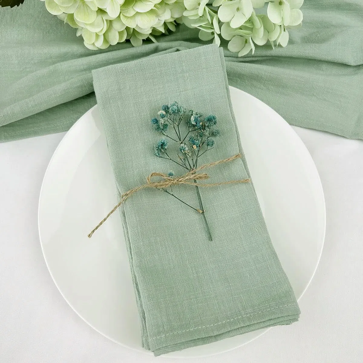 ANEIDA 6/12/24/48 Stück 40 * 40 cm 100% Leinen-Baumwoll-Servietten salbeigrüne Servietten aus Baumwoll-Leinen-Mischgewebe wiederverwendbar für Hochzeit Party Weihnachten Tischdekoration