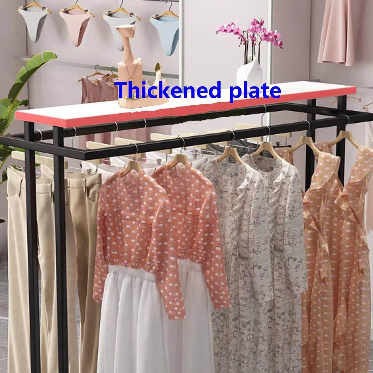 Robuster Doppelstab-Kleiderständer, moderner Kleiderständer für Schlafzimmer und Einzelhandel, stilvoller Kleider-Organizer-Display, 120 x 50 x 150 cm, elegantes Design für optimale Aufbewahrung