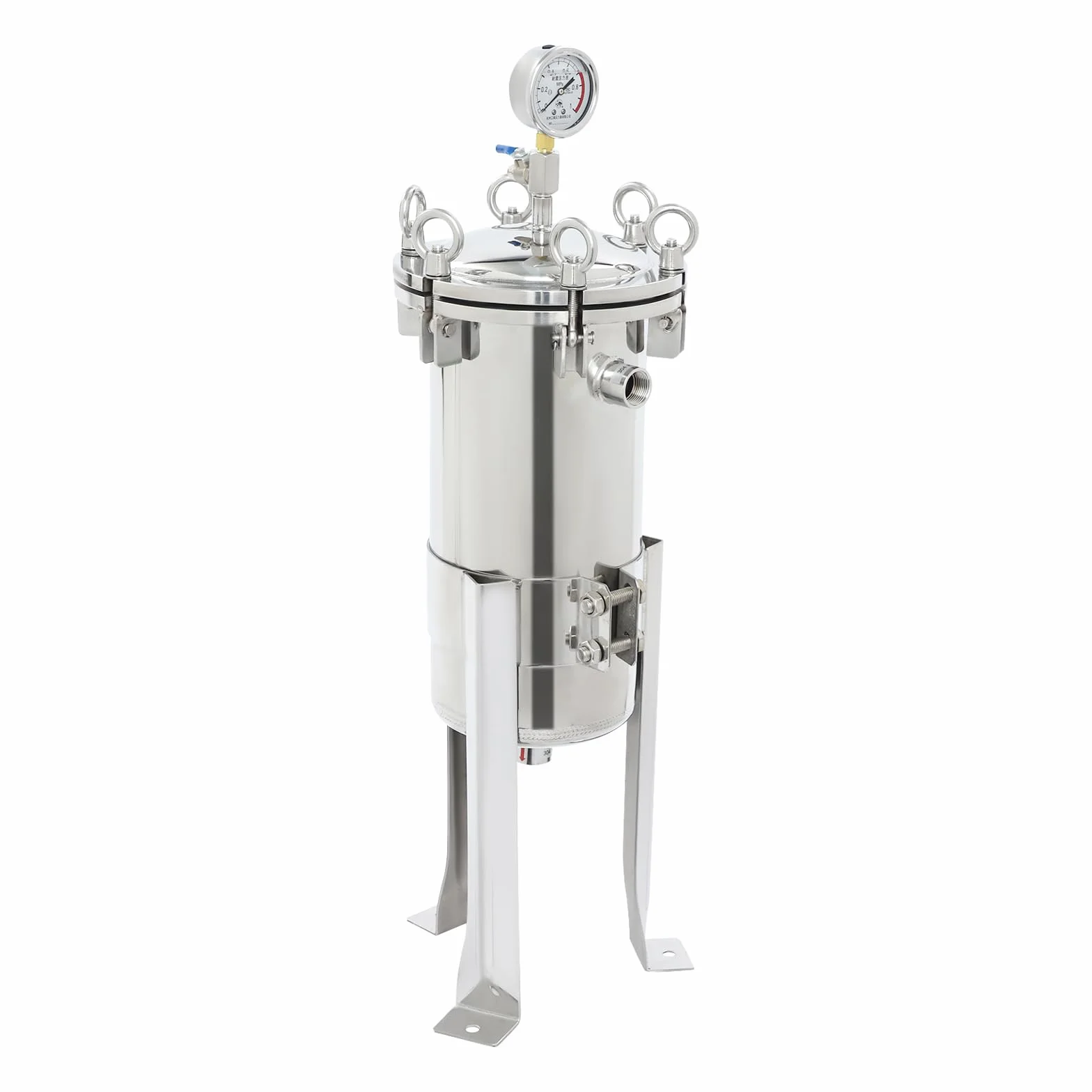 304 Edelstahl-Beutelfilter, Flüssigkeitsfilter Edelstahl Für Wasseraufbereitung, Tinte & Öl, Verstellbar, Hochdruck Beutelfilter, Industriefiltergehäuse, 0,09 m² Filterfläche, 0-6 T/H