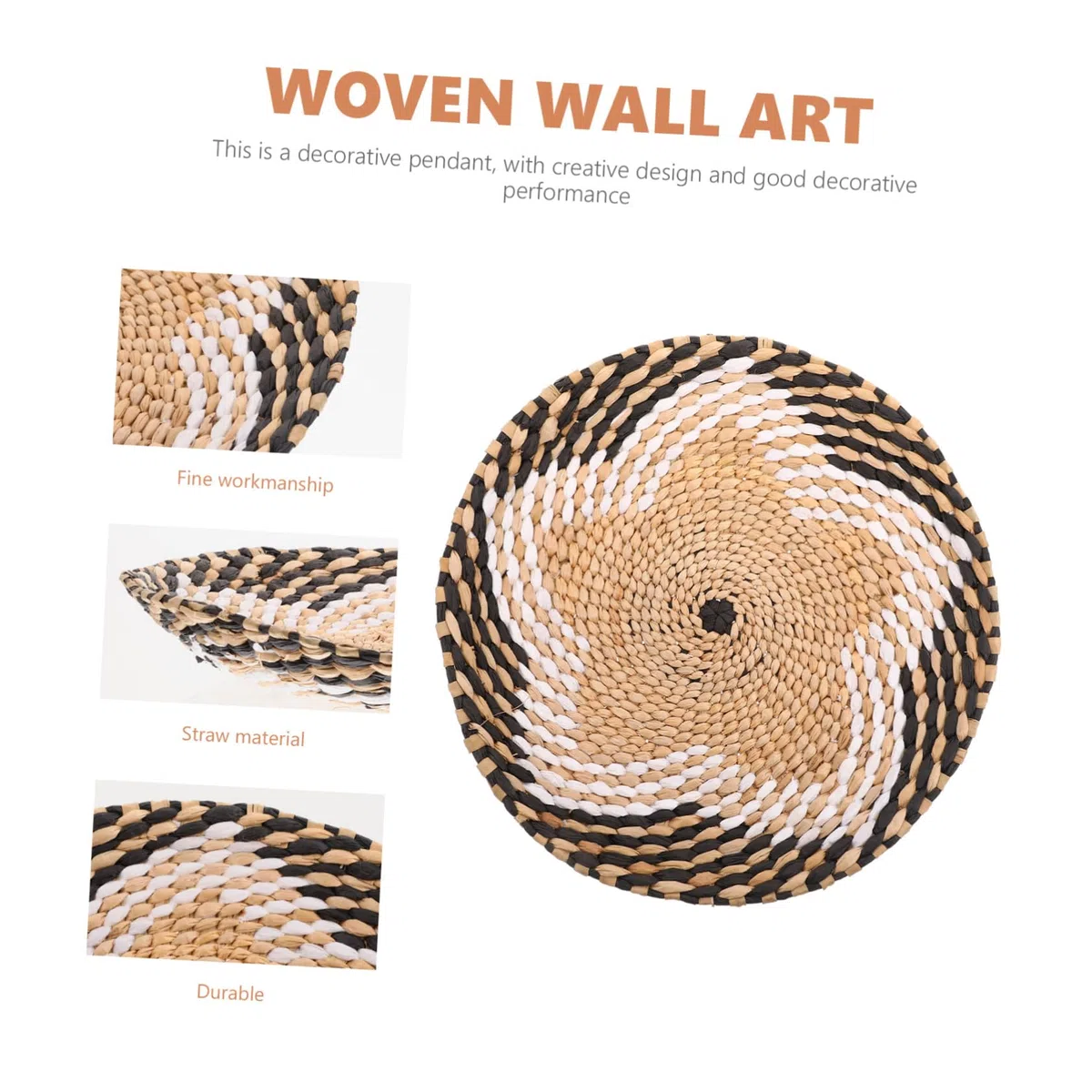 Wandbehänge ausRattan für den Innenbereich, 2 Stück Stroh-Wanddekoration, Weidendekor, afrikanische Wandkörbe, Flacher Korb, Wanddekoration, Weidenteller for die Wand, Stroh-Wandkorb