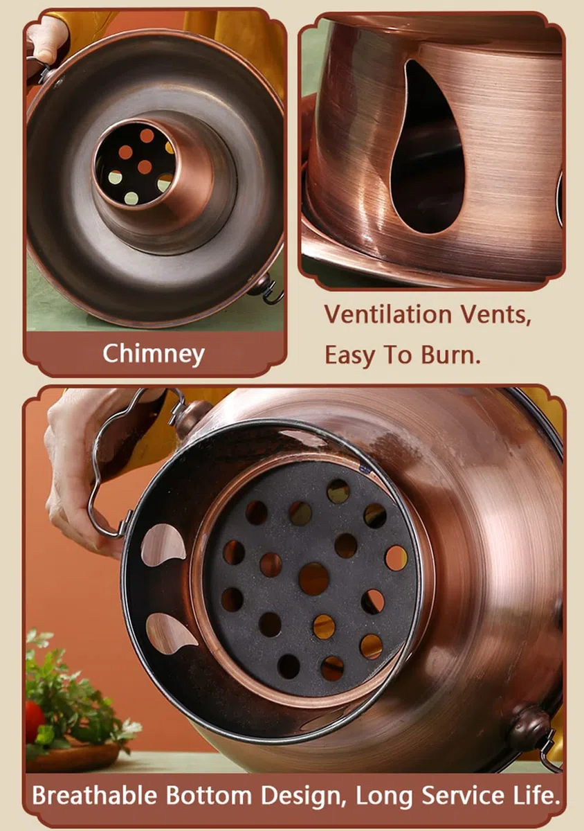 Kupfer-Hotpot, Vintage Shabu, Eintopf aus Edelstahl(Red Copper)
