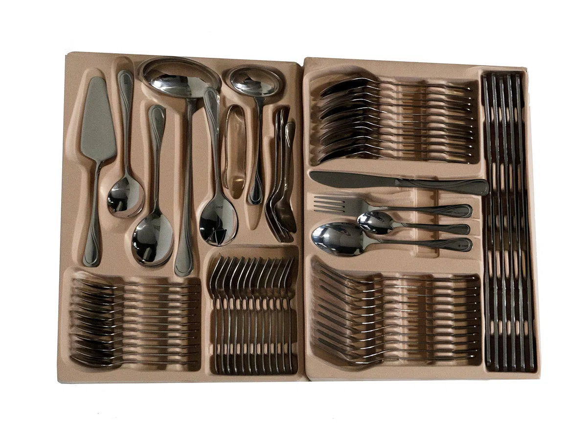 Zegg Besteckset Essbesteck für 12 Personen im Koffer 72-TLG. Besteckgarnitur Silber