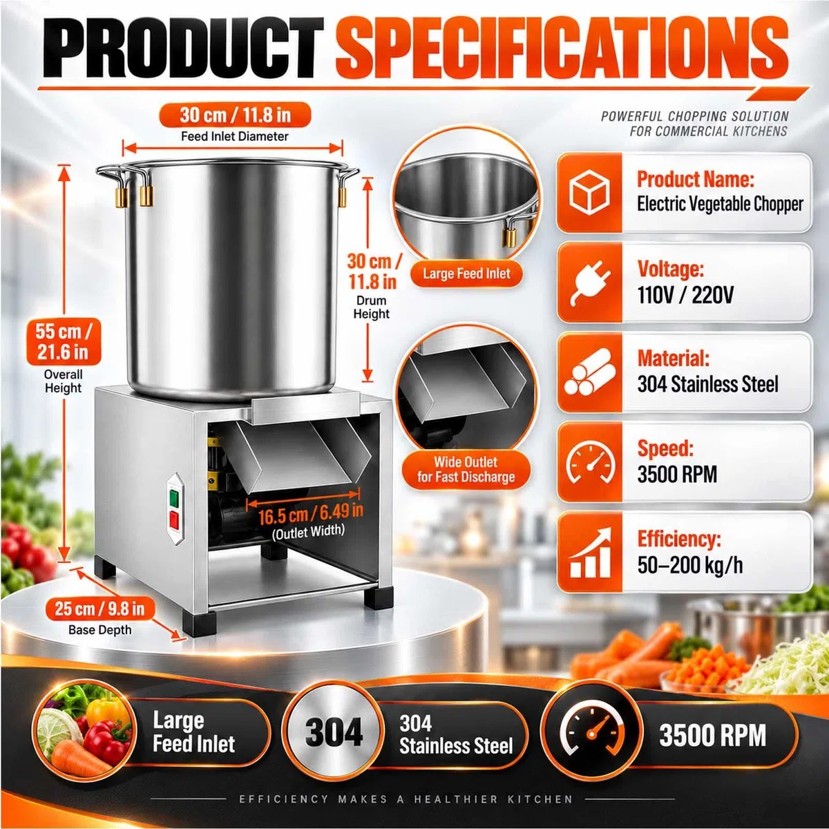 1800w Futterschneider, 50-200 Kg/H, Edelstahl, Für Tierfutter 1800W