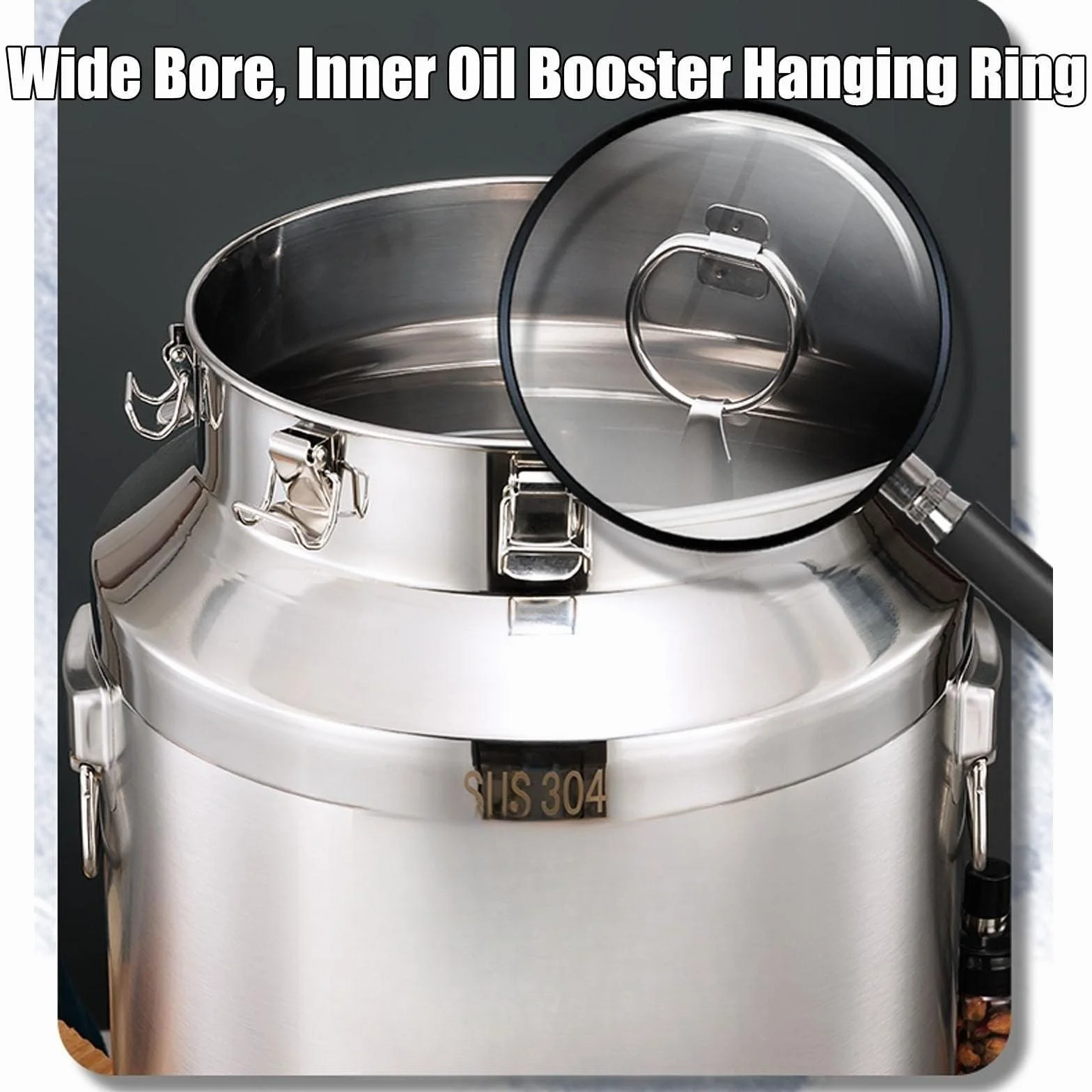 Fermenter für Zuhause Brauen, Edelstahl-Eimer mit Luftschleuse, leicht zu reinigen, für Weingärung oder Lebensmittelaufbewahrung, 40 x 64/76 l