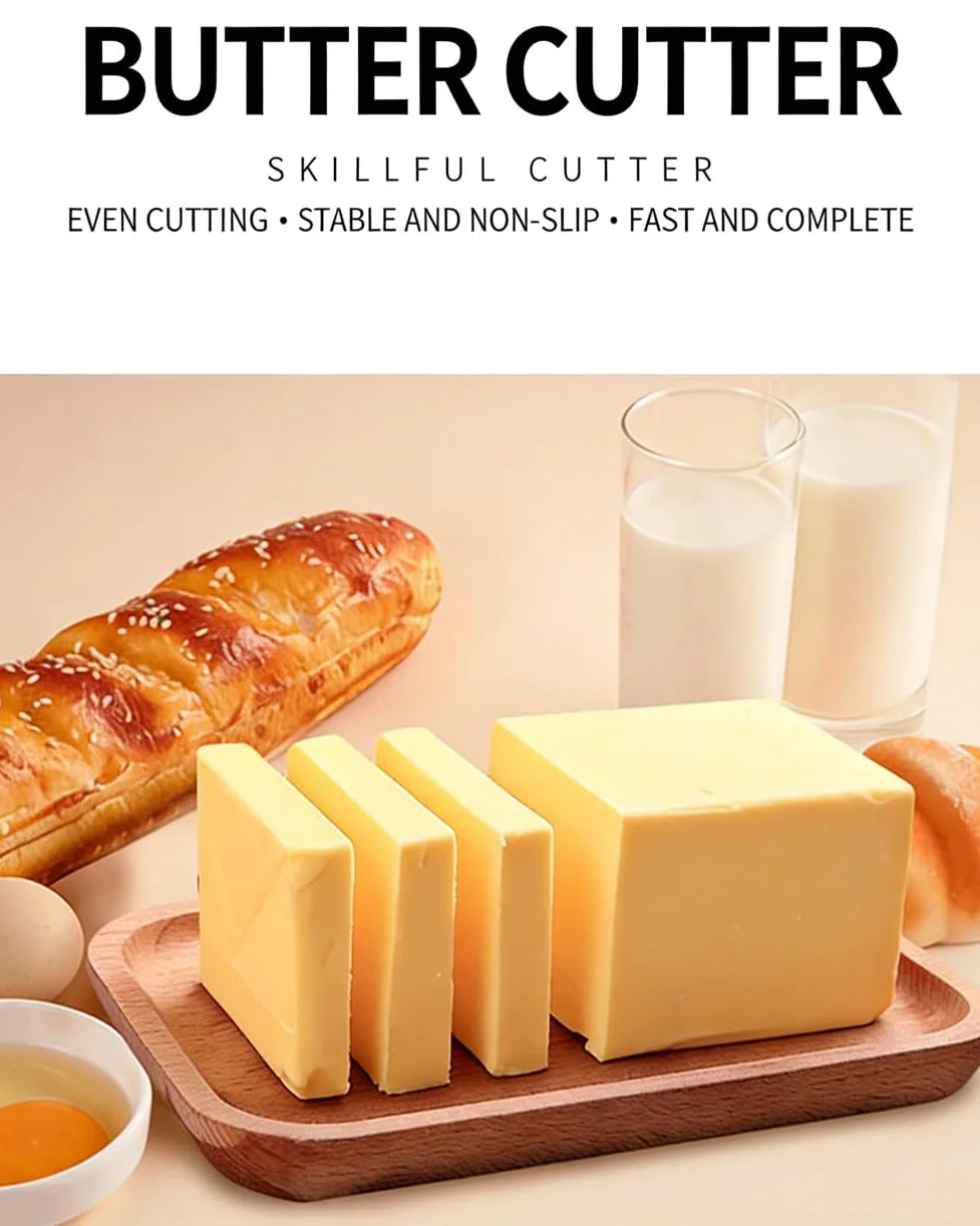 Käsehobel aus Edelstahl mit Schneiddraht, robuster Schneider und Brett für gleichmäßige Schnitte, leicht zu reinigen, ideal für Blockkäse, Wurst und Butter