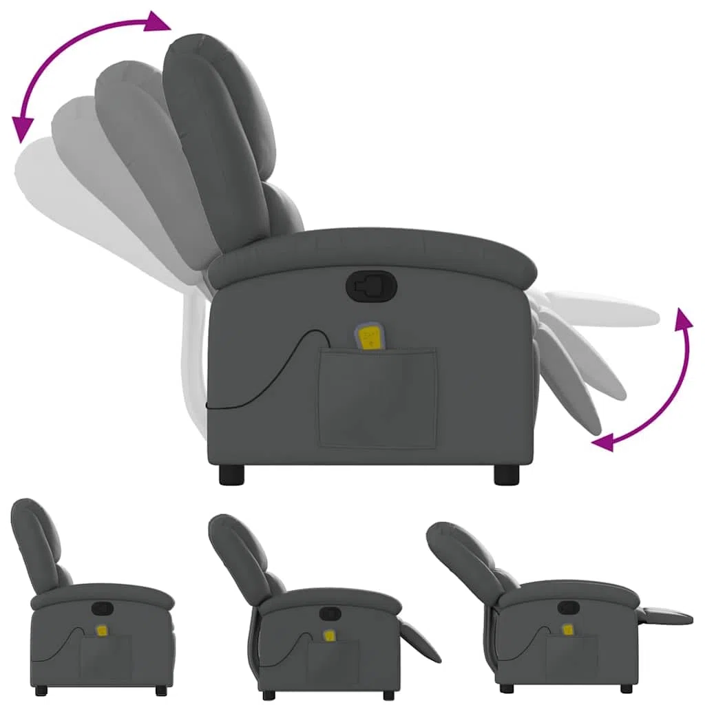 Massagesessel aus grauem Kunstleder mit Vibration