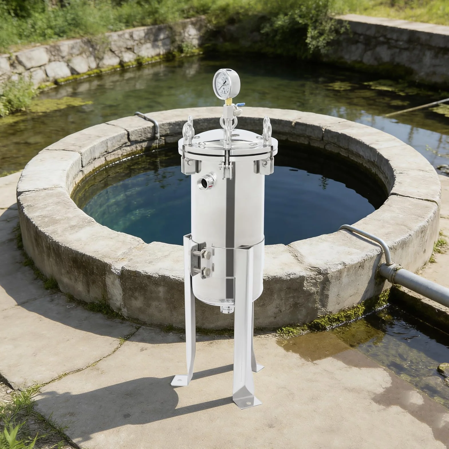 304 Edelstahl-Beutelfilter, Flüssigkeitsfilter Edelstahl Für Wasseraufbereitung, Tinte & Öl, Verstellbar, Hochdruck Beutelfilter, Industriefiltergehäuse, 0,09 m² Filterfläche, 0-6 T/H
