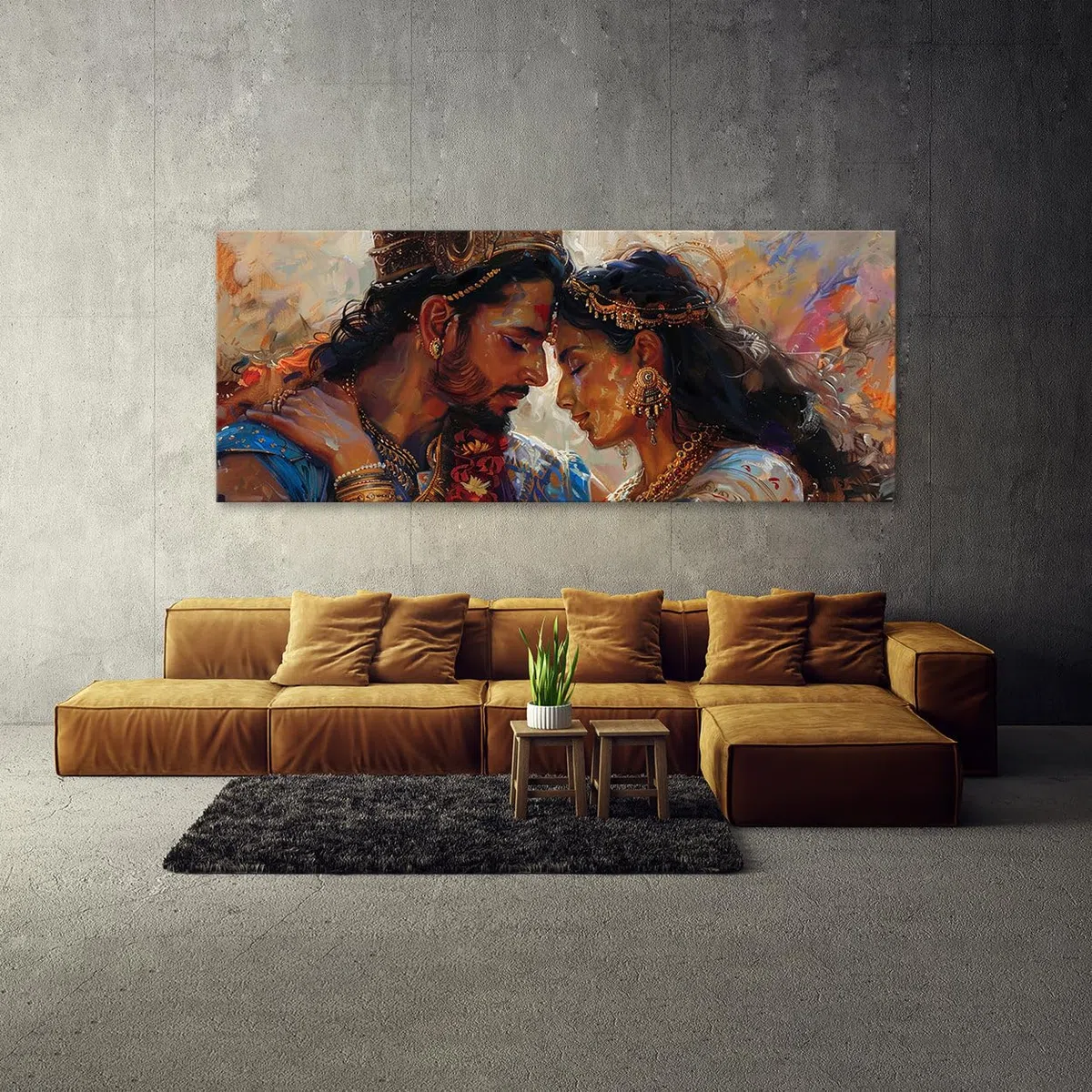 Sense Canvas Arjuna Romantische Verbindung 3 Leinwand-Kunst, Heimdekoration, Wandkunstdruck, Poster, Gemälde, Größe XL, 60 x 24 / 1,9 cm