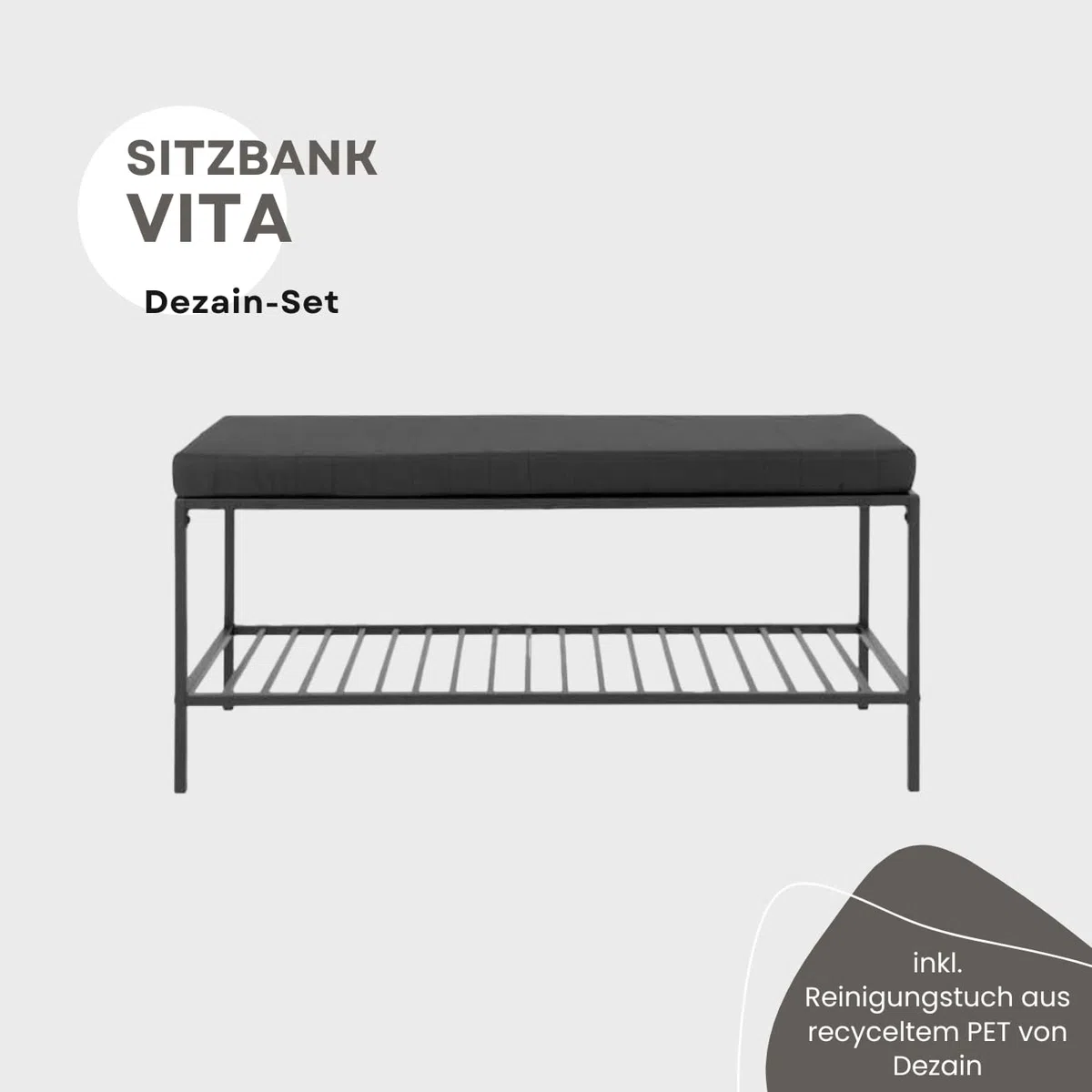 Dezain® Home - Sitzbank Vita aus Metall – Schwarz