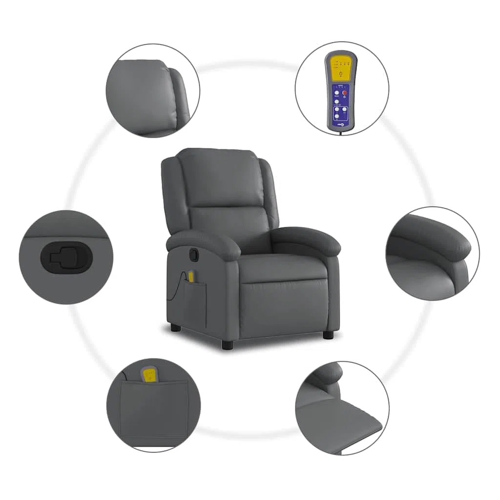 Massagesessel aus grauem Kunstleder mit Vibration