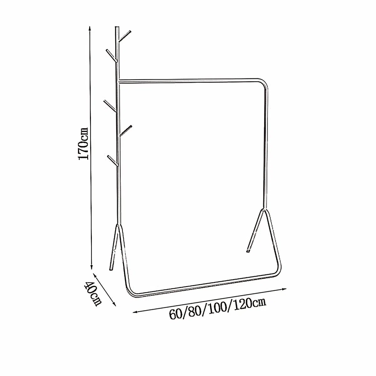 Robustes mobiles Lagerregal – freistehendes Metall-Präsentationsregal mit 5 Haken, Stecktafel für die Garage, moderner Organizer für Kleidung und Werkzeuge mit großer Kapazität, Gold, 80 x 4