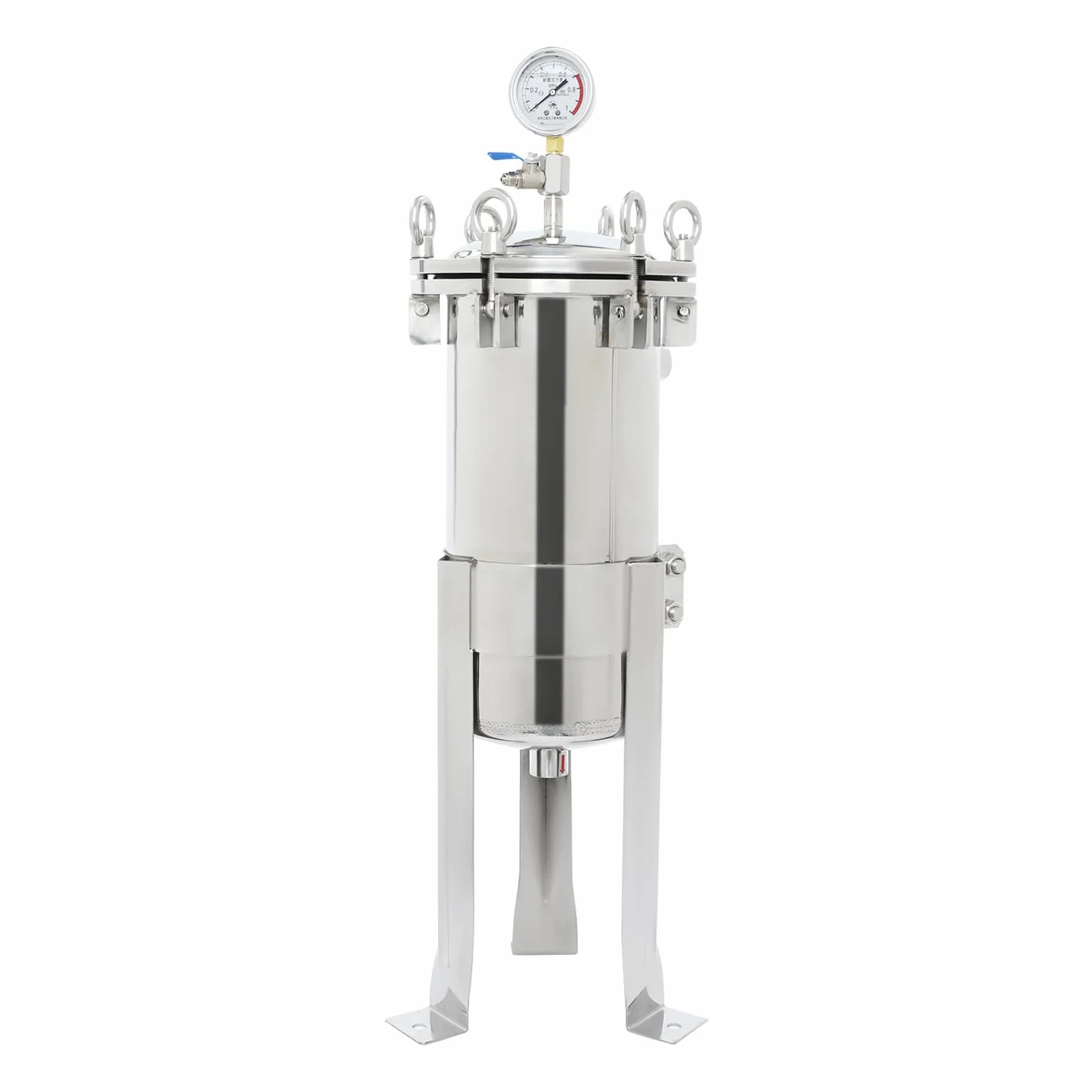 304 Edelstahl-Beutelfilter, Flüssigkeitsfilter Edelstahl Für Wasseraufbereitung, Tinte & Öl, Verstellbar, Hochdruck Beutelfilter, Industriefiltergehäuse, 0,09 m² Filterfläche, 0-6 T/H