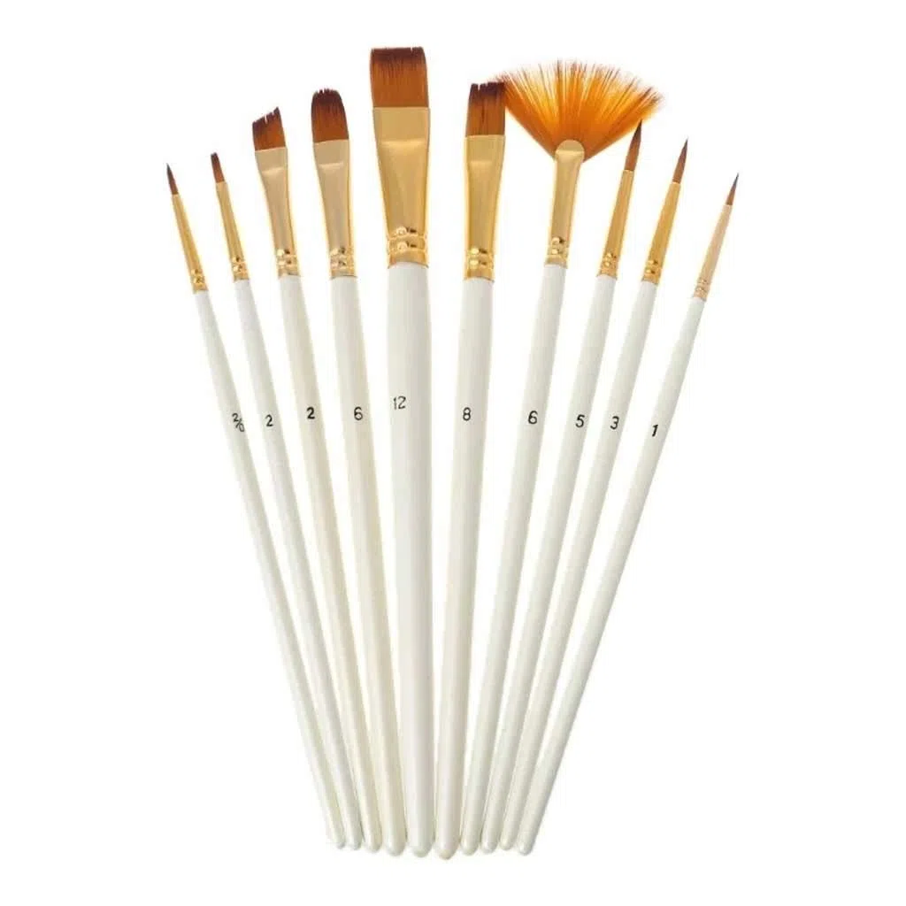 10-teiliges Pinselset, Nylonhaar-Malpinsel, Kurze Stange, Öl- und Acrylpinsel, Aquarellstift, professioneller Künstlerbedarf