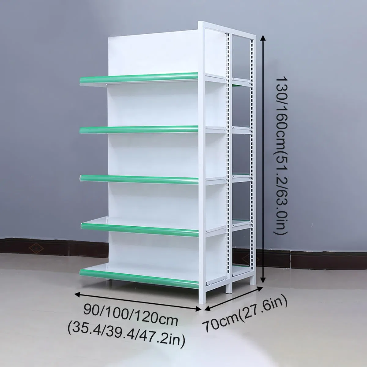 Generisch Verstellbares 5-stöckiges Gondelregal mit Preisleiste für Supermärkte und Convenience-Stores (120 x 130 cm, Sekundärregal) – Regalsystem für den Einzelhandel