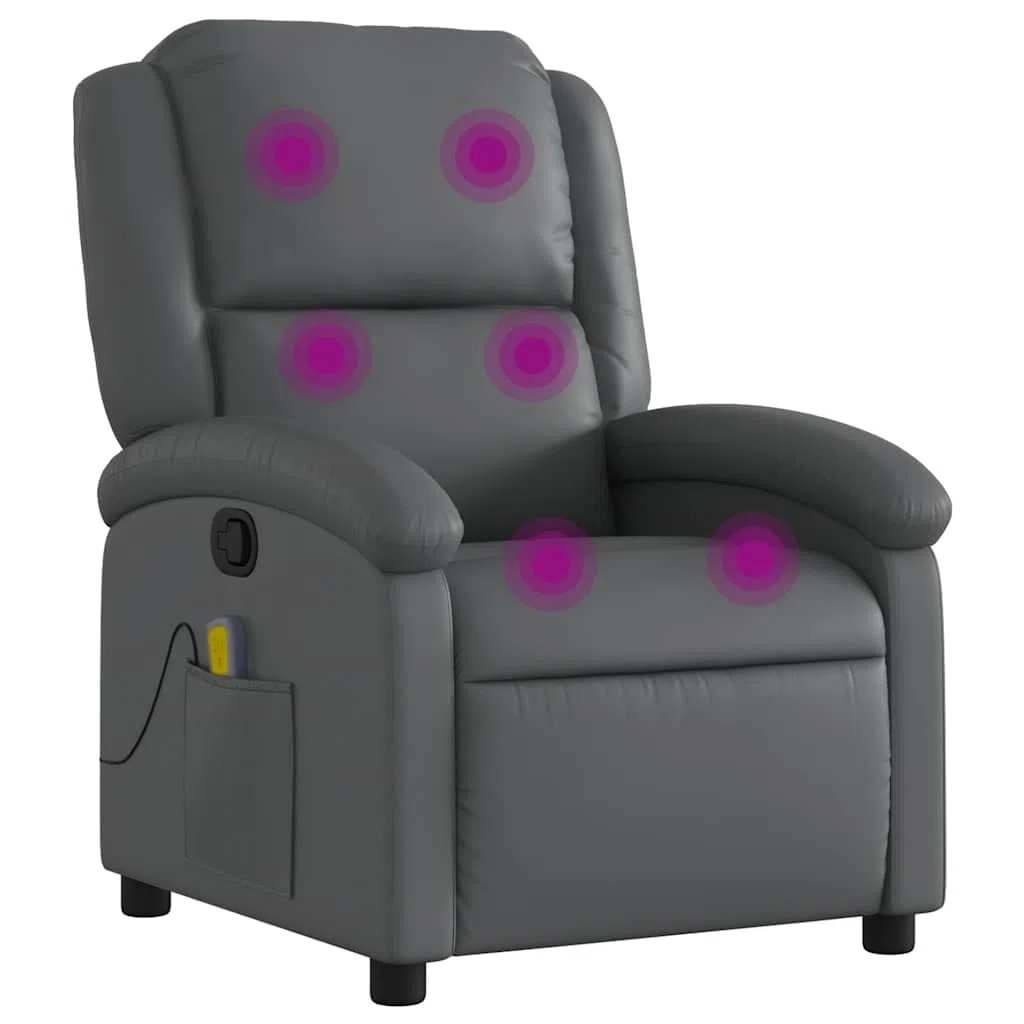Massagesessel aus grauem Kunstleder mit Vibration