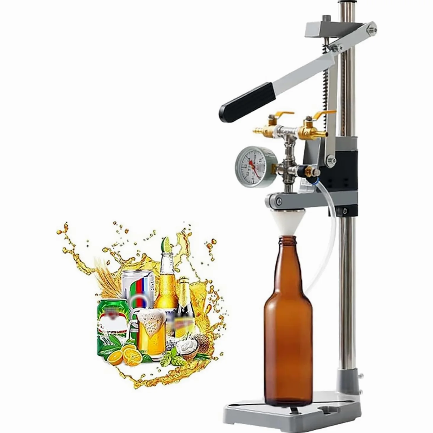 Bier-/Weinflaschenfüller mit Gegendruck, höhenverstellbare Durchflusskontrolle, für das Brauen zu Hause, 10–50 mm Öffnung
