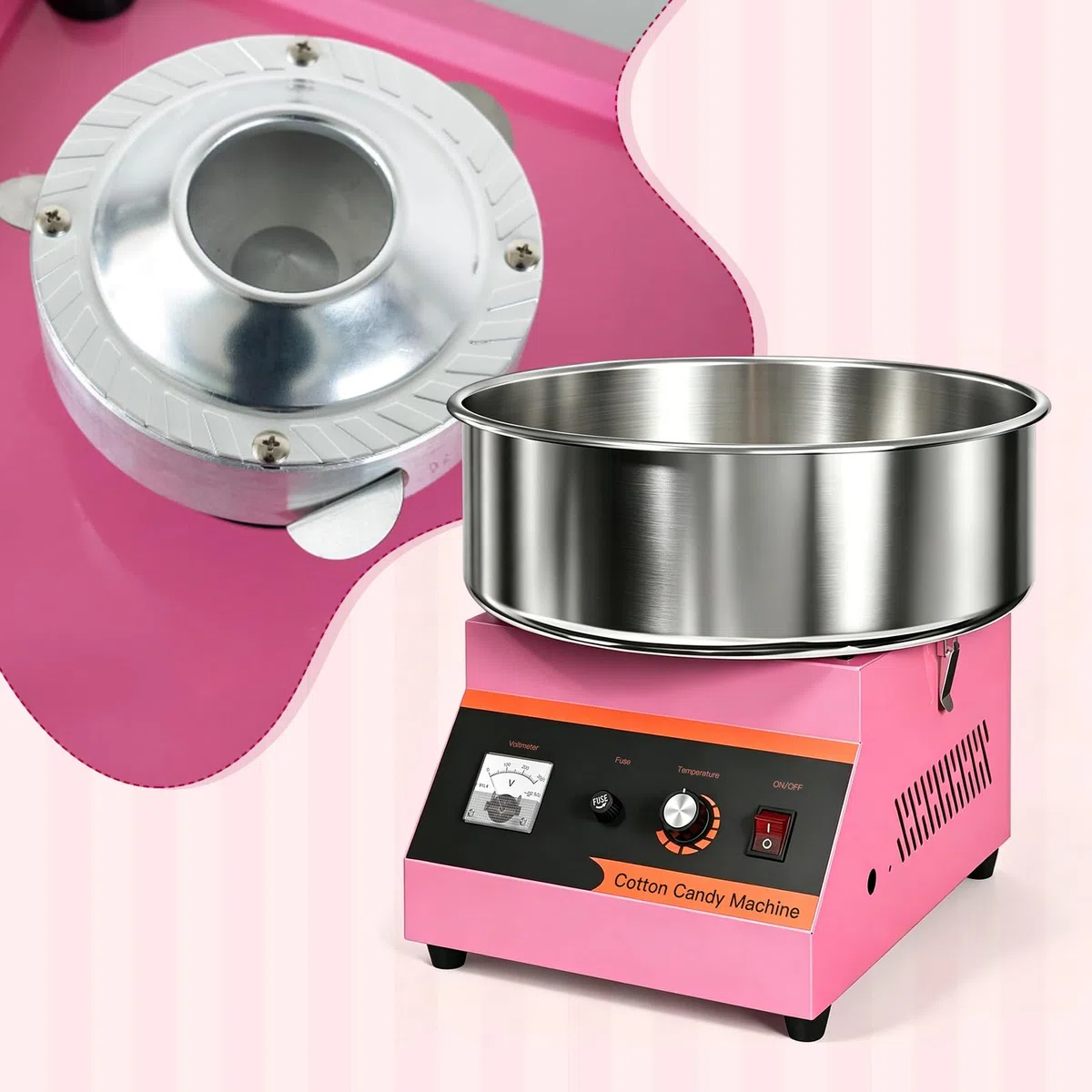 Elektrische Zuckerwattemaschine, 1000 W Zuckerwattegeräte, Zuckerwattemaschine Cotton Candy Machine, Zuckerwatte Maschine mit Edelstahlschüssel, Perfekt für Kindergeburtstage zu Hause