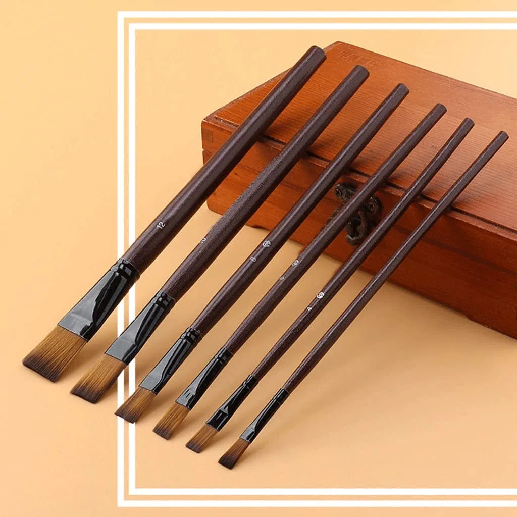 Set mit großen Pinseln für Ölfarben, 6 Malpinsel-Sets, Nylonpinsel, Malstift