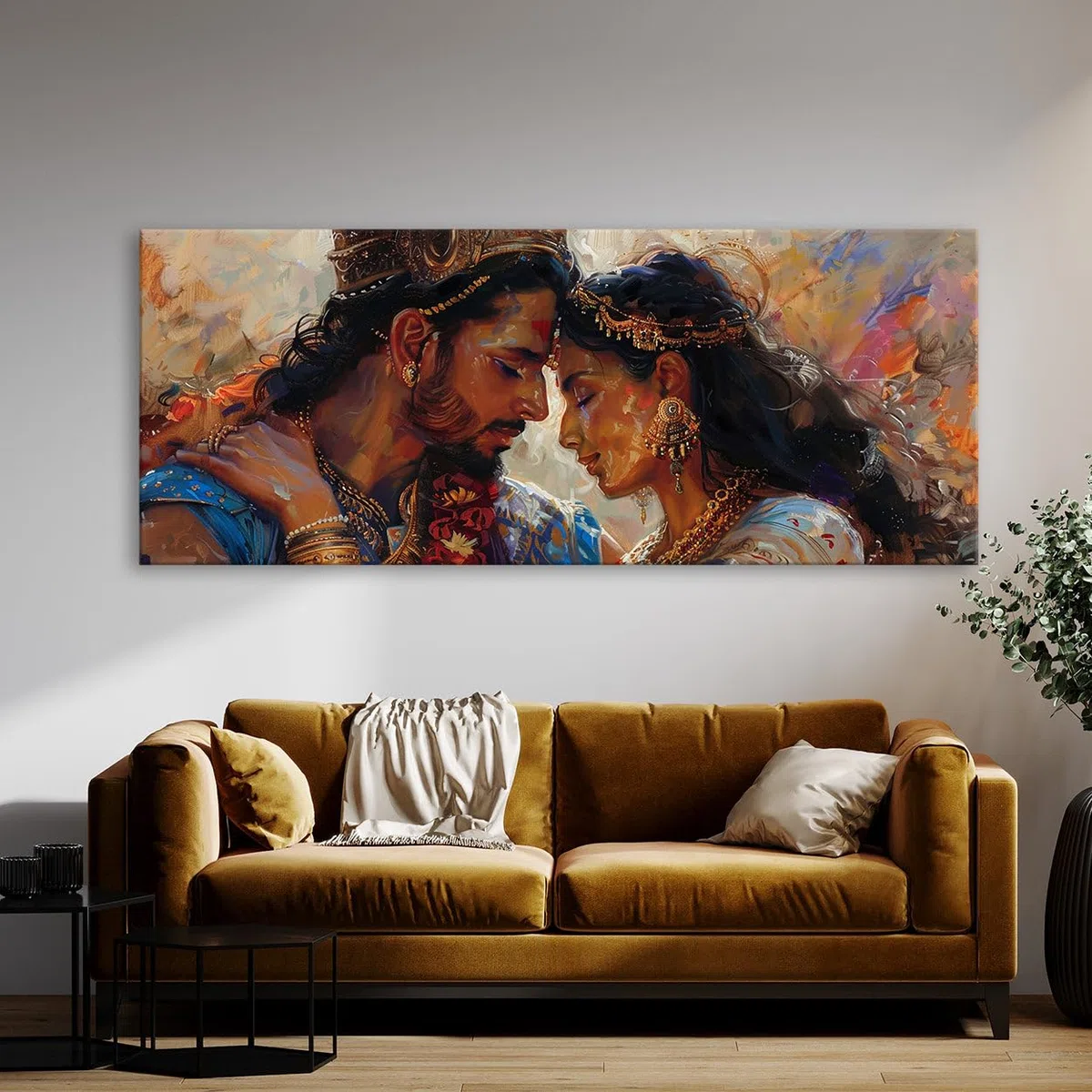 Sense Canvas Arjuna Romantische Verbindung 3 Leinwand-Kunst, Heimdekoration, Wandkunstdruck, Poster, Gemälde, Größe XL, 60 x 24 / 1,9 cm